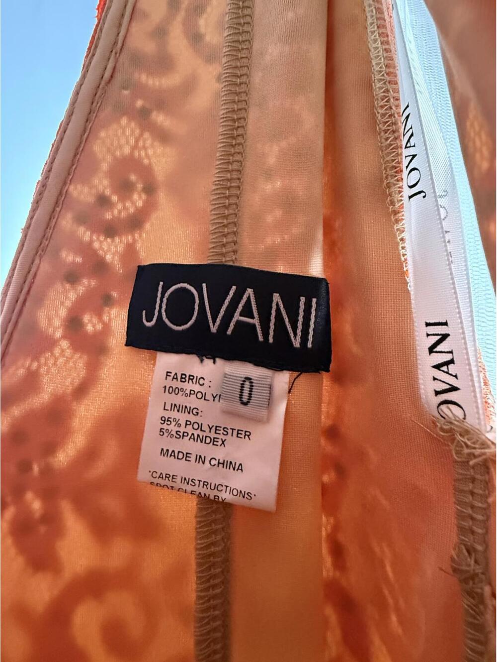 NWT Jovani 08674 Orange Nude Lace Plunging Neck Dress Size 0 Formal Prom Gown - Picture 7 of 9